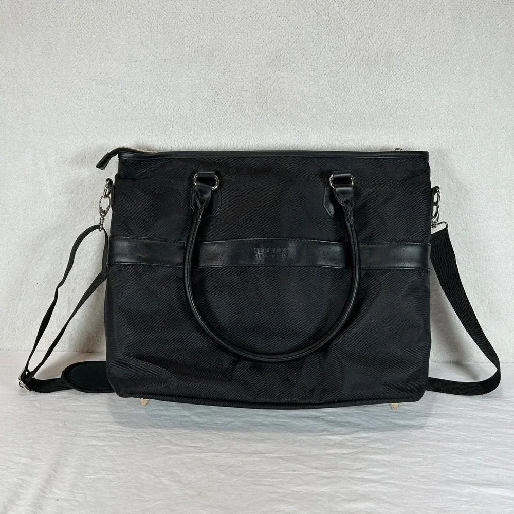 Kenneth Cole Reaction 54555 Black Nylon Laptop Tote Bag Chevron Quilt Briefcase